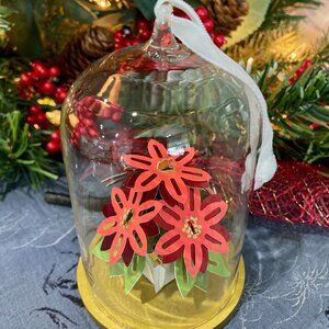 Hallmark Keepsake Ornament "POINSETTIA" Glass Cloche